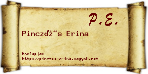 Pinczés Erina névjegykártya
